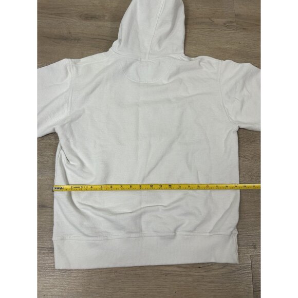 Champion Powerblend Fleece White Grey Chest Logo Pullover Hoodie Size M - Picture 8 of 9